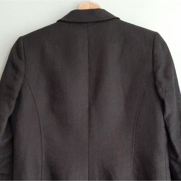 LAURA / 100% Linen Fabric Classic Blazer Jacket Button Front Neutral Black Sz 4 - Picture 11 of 15